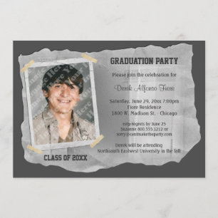 Silver Scrapbook Photo Graduation Party Invite