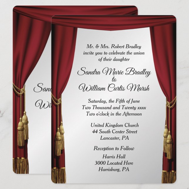 Silver Screen Movie Theme Wedding  Invitation (Front/Back)