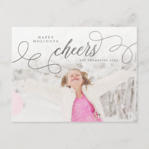 Silver Script Happy Holidays Personalised Photo Postcard