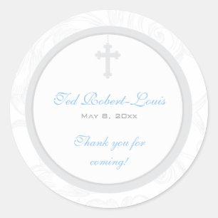 Silver Scroll Cross Address Label/Favour Sticker