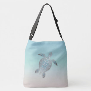 Silver Sea Turtle Beach Style Turquoise Coastal Crossbody Bag