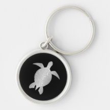 Silver Sea Turtle Black Background