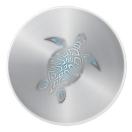Silver Sea Turtle | Coastal Ceramic Knob