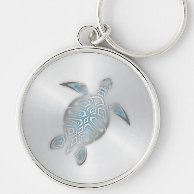 Silver Sea Turtle Coastal Key Ring (Front)