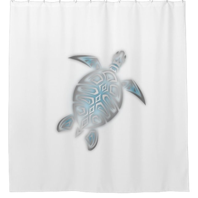 Silver Sea Turtle  White Shower Curtain (Front)