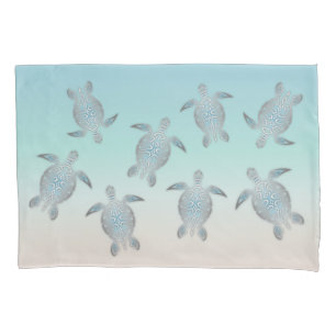Silver Sea Turtles Beach Style Pillowcase