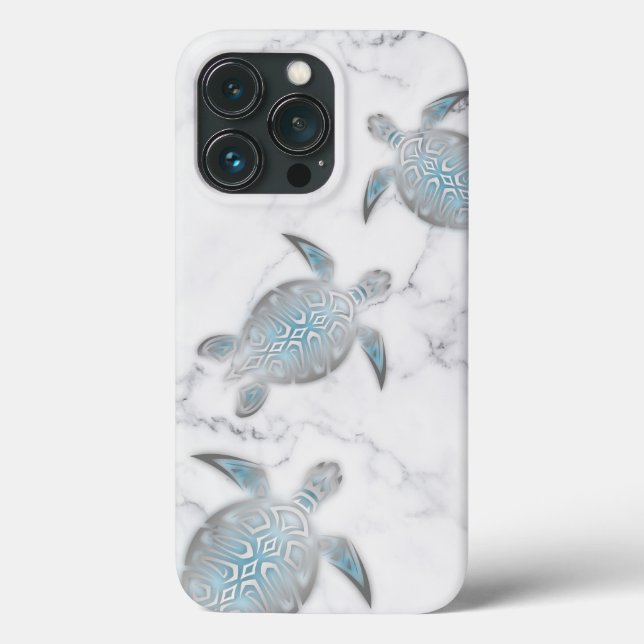 Silver Sea Turtles Grey Marble  Case-Mate iPhone Case (Back)