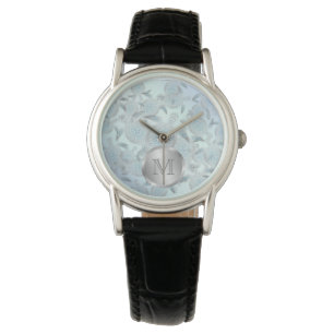 Silver Sea Turtles Pattern Monogram Watch