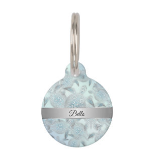 Silver Sea Turtles Pattern Personalise Pet Tag