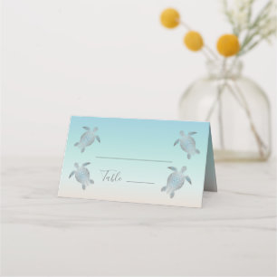 Silver Sea Turtles Place Card