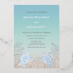 Silver Sea Turtles Turquoise   Beach Wedding