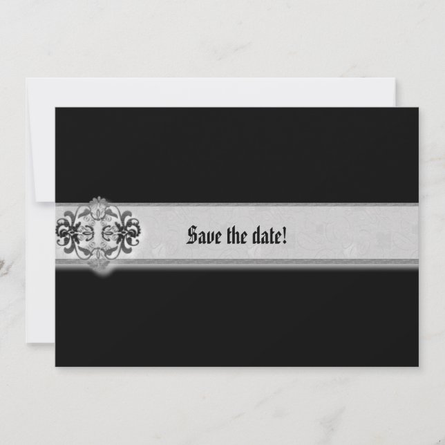 Silver Seal Ribbon Gothic Save The Date (Front)