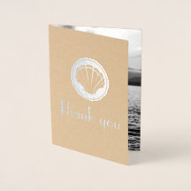 silver seashell - Thank you -add wedding photo