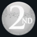 Silver Second Place (2nd) Award Classic Round Sticker<br><div class="desc">A silver coloured 2nd Place Award design that makes an awesome award for excellence or achievement. This is part of a 1st,  2nd,  3rd,  4th,  5th and 6th place matching set.</div>