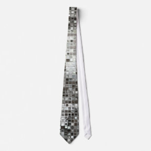 Silver Sequin Dazzle Glitz Glam Disco Mens Tie