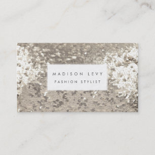 Silver Sequin Sequins Fashion Stylist Business Card
