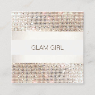 Silver Sequin Stripes Makeup Artist Square Business Card