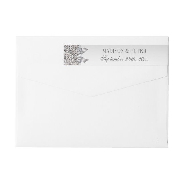 Silver Sequins Bow Wedding Wraparound Wrap Around Label (Back)