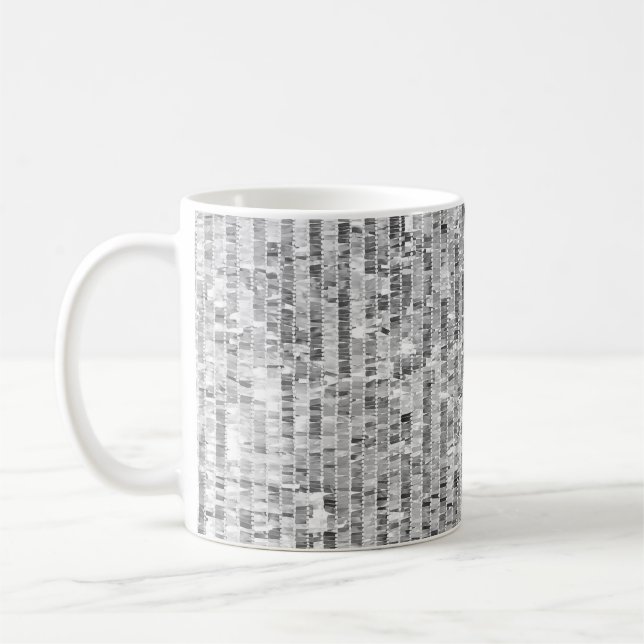 Silver sequins, glamourous seamless background. coffee mug (Left)