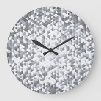 Silver Sequins: Glittering Mosaic Background Large Clock