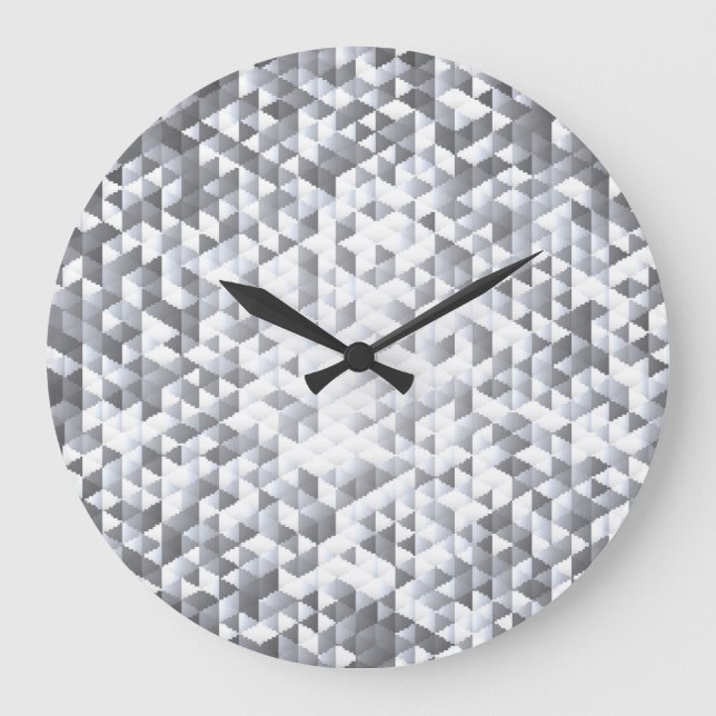 Silver Sequins: Glittering Mosaic Background Large Clock (Front)