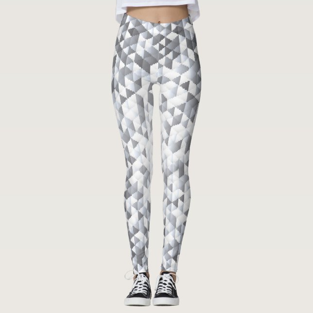Silver Sequins: Glittering Mosaic Background Leggings (Front)