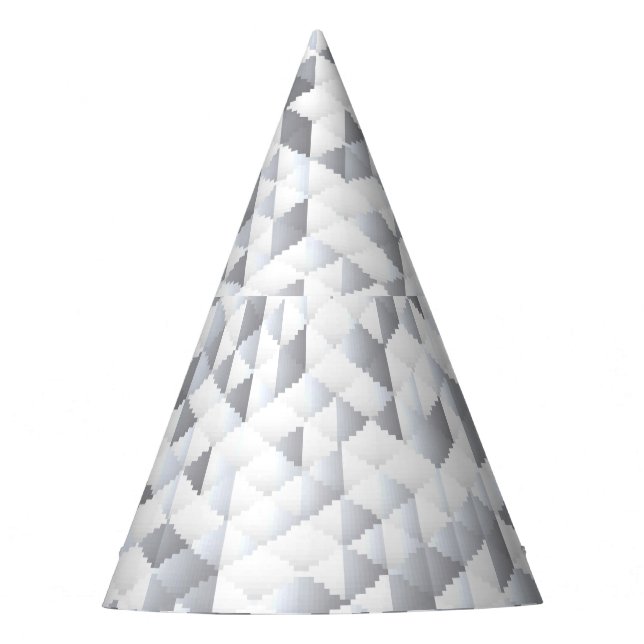 Silver Sequins: Glittering Mosaic Background Party Hat (Front)