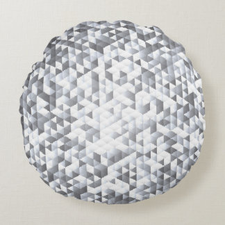 Silver Sequins: Glittering Mosaic Background Round Cushion