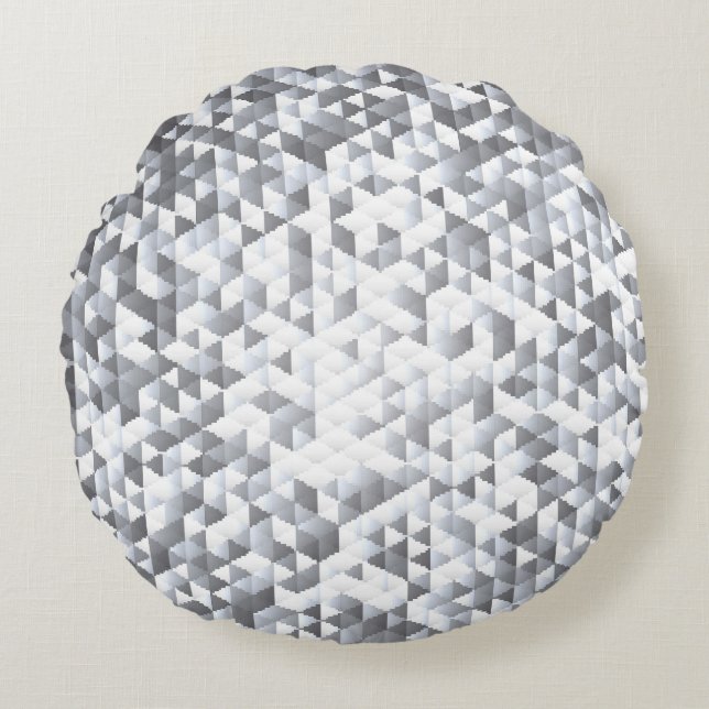 Silver Sequins: Glittering Mosaic Background Round Cushion (Front)