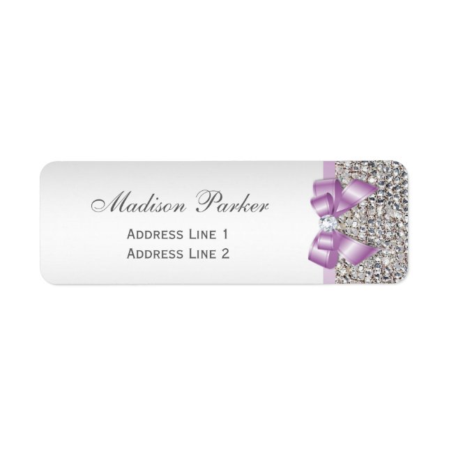 Silver Sequins Lilac Bow Wedding Personalised (Front)