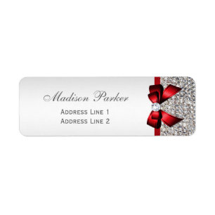 Silver Sequins Red Bow Wedding Personalised