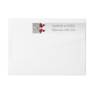 Silver Sequins Red Bow Wedding Wraparound Wrap Around Label