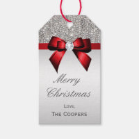 Silver Sequins Red Diamond Bow Christmas