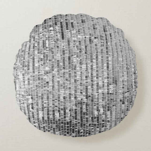 Silver sequins seamless pattern round cushion (Front)