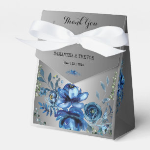 Silver Serenity: Blue Floral Bliss Favour Box