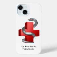 Silver Serpent Snake Red Medical Cross Symbol