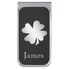 Silver Shamrock on Black Personalised