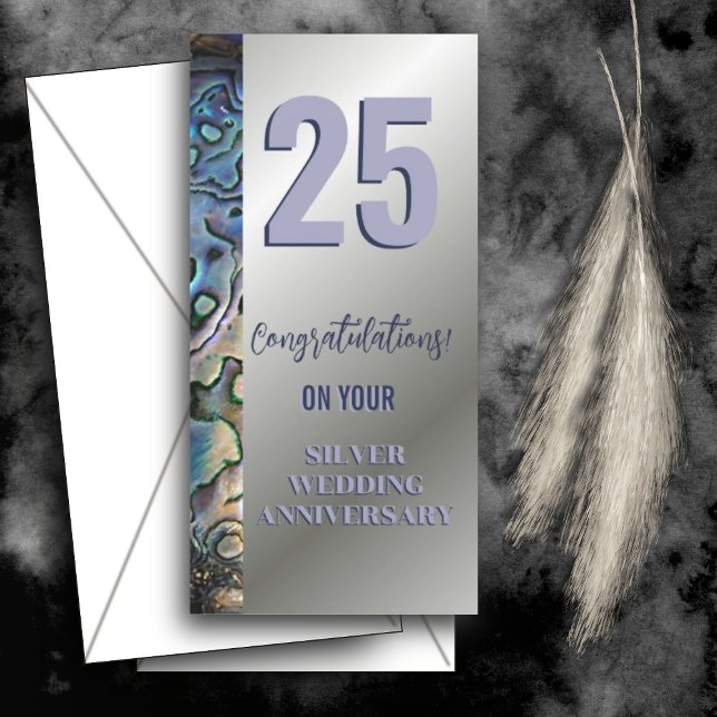 Silver Sheen & Paua Trim 25th Anniversary  Card (Creator Uploaded)