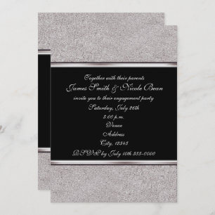 Silver Shimmer & Black Elegant Event Invitations
