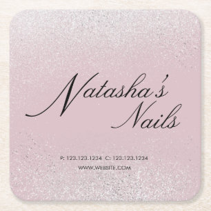 Silver Shimmer Dust and Pink Square Paper Coaster