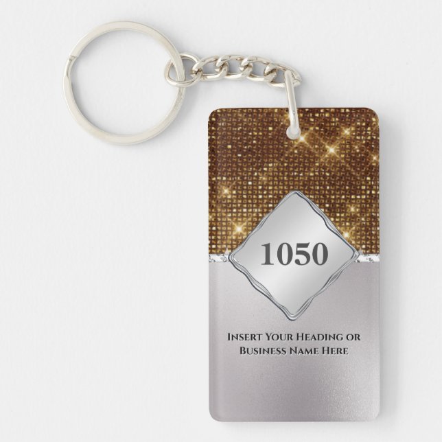 Silver shimmer gold sequin sparkle DIY both sides Key Ring (Front)