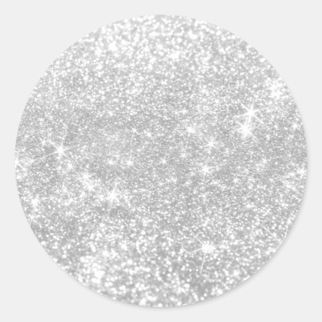Silver Shimmer Sparkle Custom Classic Round Sticker (Front)