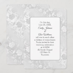 Silver Shimmer Wedding Floral Design Invitation