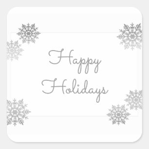 Silver Shimmering Chic Snowflake Holiday Square Sticker