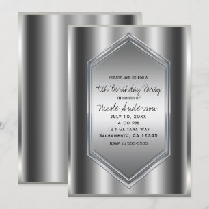 Silver Shine Glamour Chic Birthday Party Any Event Invitation