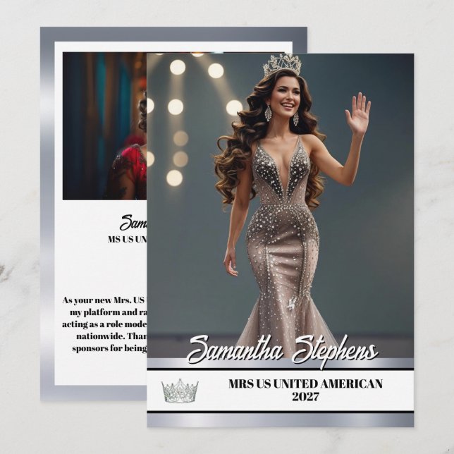 Silver Shine Pageant Platform Signature Card (Front/Back)