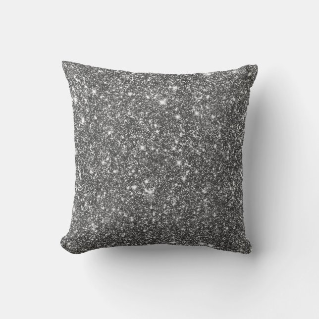 Silver Shining Faux Glitter Pattern Girly Cushion (Front)
