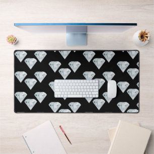 Silver shiny big diamonds pattern desk mat