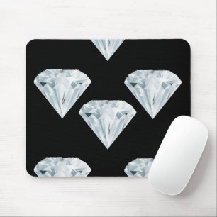 Silver shiny diamonds on black mouse mat