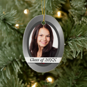 Silver Shiny Graduate Photo Template Ornament